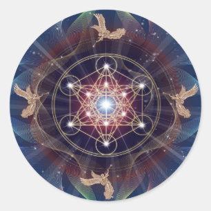 Sticker Rond Le cube de Metatron - Merkabah