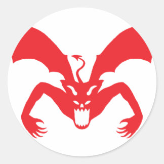 Sticker Rond Le diable blanc et rouge