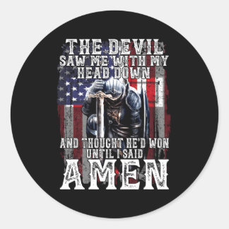 Sticker Rond Le Diable M'A Vu Avec Ma Tête En Bas Pensant Qu'Il