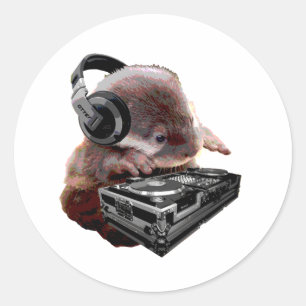 Sticker Rond Le DJ aucun loutre
