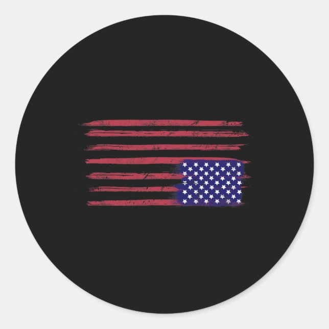 Sticker Rond Le Drapeau Américain Résiste À L'Inverse Aux États (Devant)