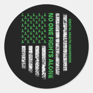Sticker Rond Le drapeau américain seul Sensibilisation à la san