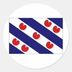 Sticker Rond Le drapeau de Pays-Bas Friesland
