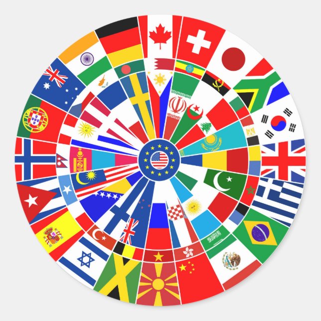 Sticker Rond le drapeau mondial fléchettes de jeu de plateau ta (Devant)