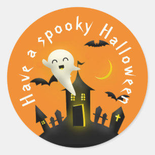 Sticker Rond Le fantôme mignon a une Halloween Éffrayante