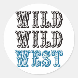 Sticker Rond Le Far West sauvage ! -Bleu