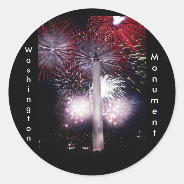 Sticker Rond Le feu d'artifice du monument de Washington (Devant)