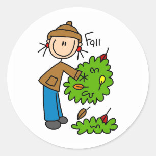 Sticker Rond Le feuille tombé de sac d'automne