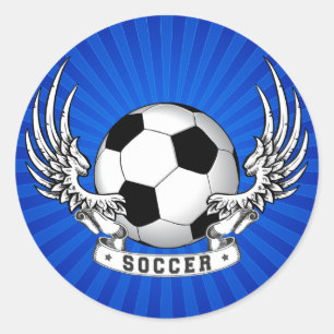 Sticker Rond Le football du football s'envole l'autocollant