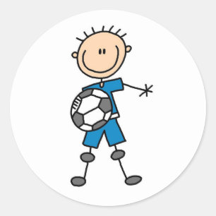 Sticker Rond Le football uniforme bleu de garçon