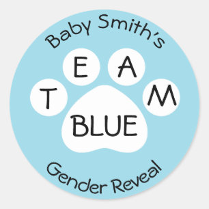 Sticker Rond Le genre bleu d'empreinte de patte d'équipe