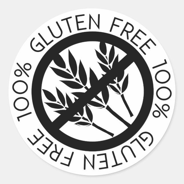 Sticker Rond Le gluten 100% ne libèrent aucun noir et blanc (Devant)