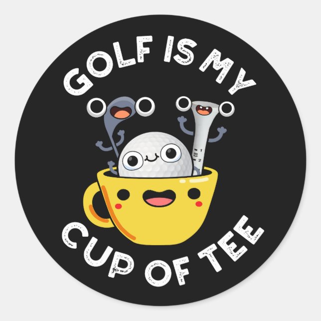 Sticker Rond Le Golf Est Ma Coupe De Tee Funny Golf Pun Dark BG (Devant)