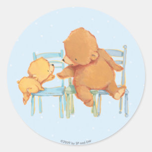 Sticker Rond Le grand ours Brown aide peu ours jaune