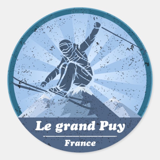 Sticker Rond Le grand Puy en Champsaur Skieur (Devant)