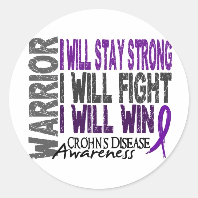 Sticker Rond Le guerrier de la maladie de Crohn (Devant)