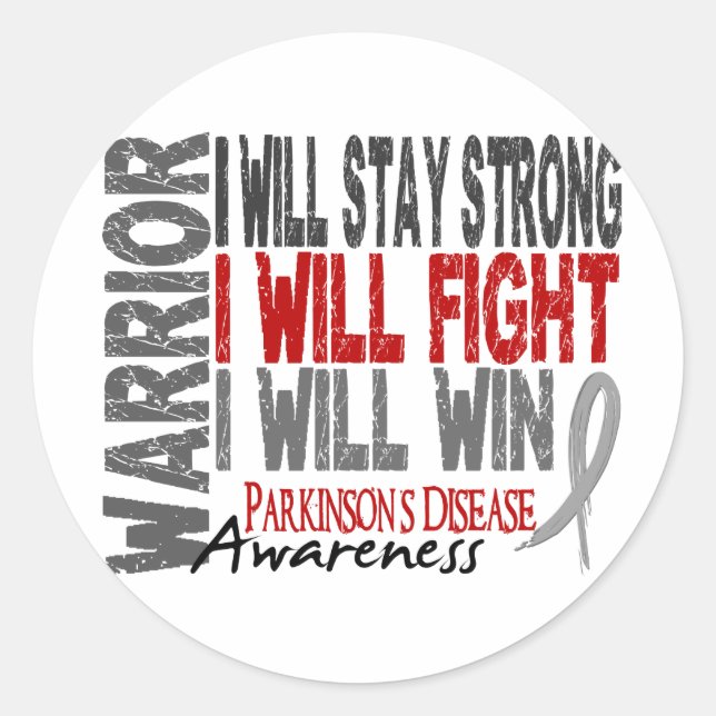 Sticker Rond Le guerrier de la maladie de Parkinson (Devant)