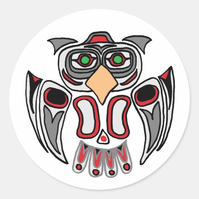 Sticker Rond Le hibou haïda (Devant)