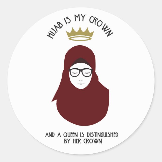 Sticker Rond Le hijab est ma couronne - VERRES (Devant)