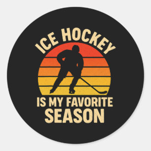 Sticker Rond Le hockey sur glace est ma saison préférée rétro v