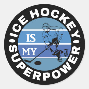 Sticker Rond Le hockey sur glace est ma superpuissance