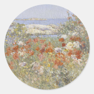 Sticker Rond Le jardin de Celia Thaxter par Frederick Childe Ha