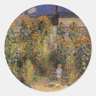 Sticker Rond Le jardin de l'artiste à Vetheuil par Claude Monet