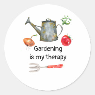 Sticker Rond Le jardinage est mon traitement légumes arroser po
