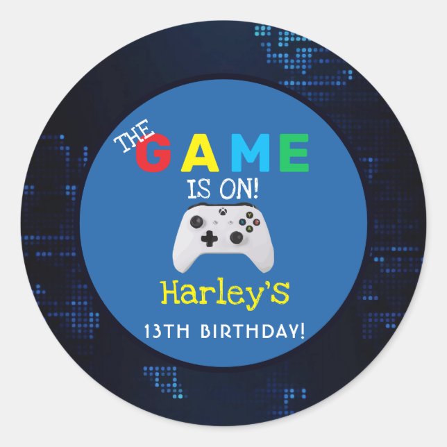 Sticker Rond Le Jeu Est En Cours ! Jeu vidéo photo personnalisé (Devant)