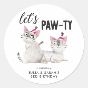 Sticker Rond Le joint jumelle le cadeau de chats d'anniversaire