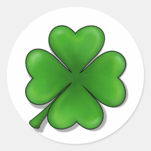 Sticker Rond Le jour de St Patrick, trèfle de quatre feuilles