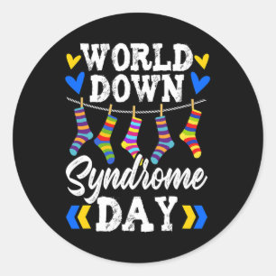 Sticker Rond Le jour du syndrome de Down Chaussettes La sensibi