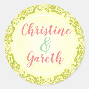 Sticker Rond Le Joyeux Couple. Deux noms sur un