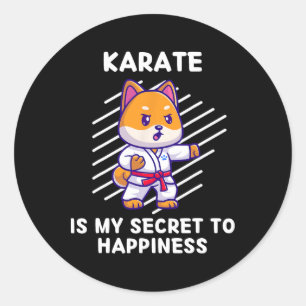 Sticker Rond Le Karate De Shi Inu Est Mon Secret Au Bonheur Shi
