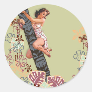 Sticker Rond Le Kitsch Bitsch : En Haut D'Un Tiki Tree !