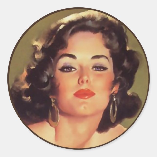Sticker Rond Le Kitsch Bitsch : Portraits Pin-Up (Devant)