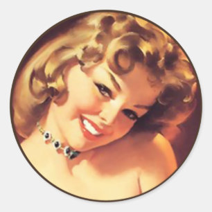 Sticker Rond Le Kitsch Bitsch : Portraits Pin-Up