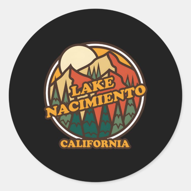 Sticker Rond Le lac Nacimiento California Mountain Randonnée (Devant)