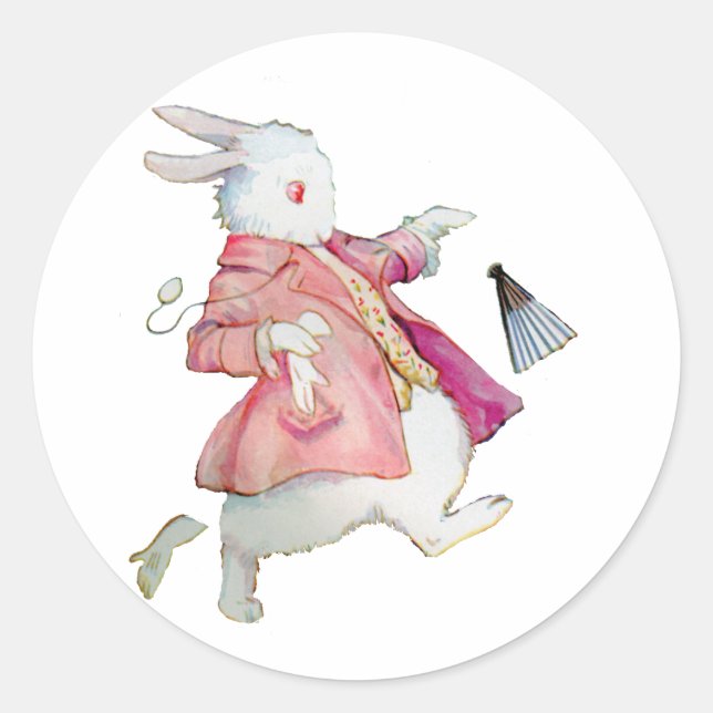 Sticker Rond Le lapin blanc d'Alice au pays des merveilles (Devant)