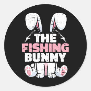 Sticker Rond Le Lapin de Pâques à la pêche Famille assortie Pri
