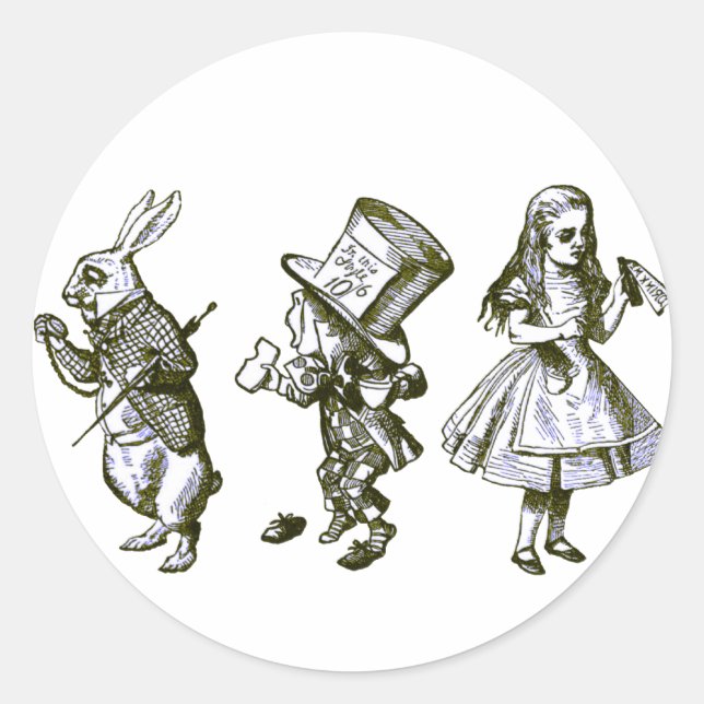 Sticker Rond Le lapin, la haine et Alice du pays des merveilles (Devant)