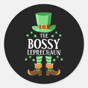 Sticker Rond Le Leprechaun Autoritaire St Patricks Day Famille 