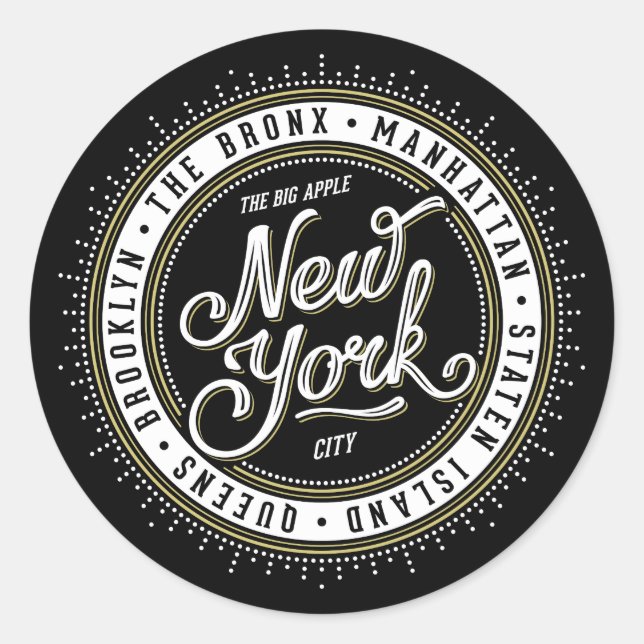 Sticker Rond Le logo Big Apple New York City (Devant)