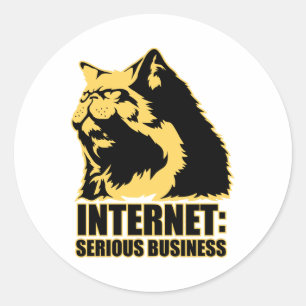Sticker Rond le lolcat l'Internet est des affaires sérieuses