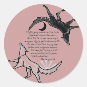 Sticker Rond Le loup qui nourrit