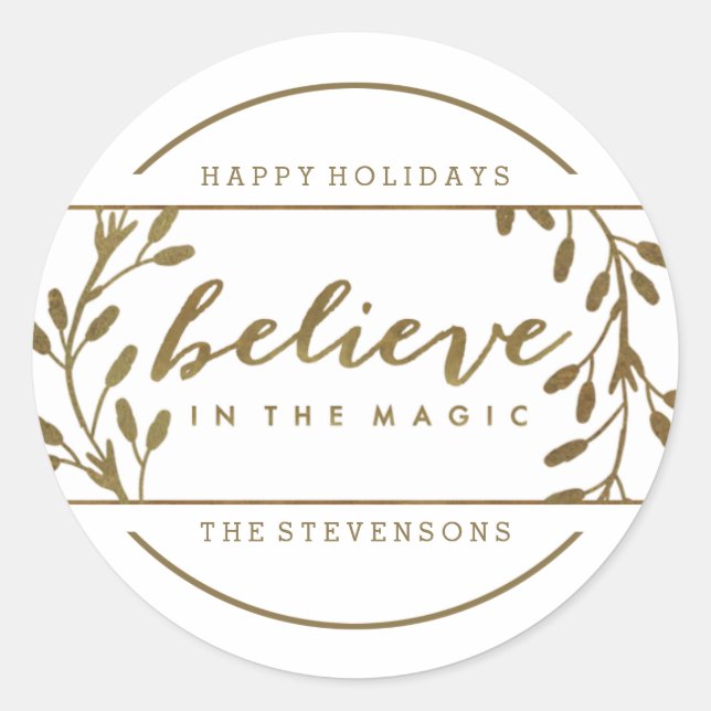 Sticker Rond Le Magic | Holiday Gold Wreath (Devant)
