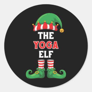 Sticker Rond Le maillot de lutin de yoga drôle de Noël pour yog
