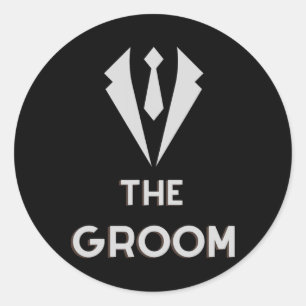 Sticker Rond Le Mariage de la partie Groom Squat Bachelor Fourn