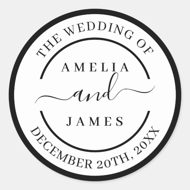 Sticker Rond Le Mariage de Script Moderne (Devant)