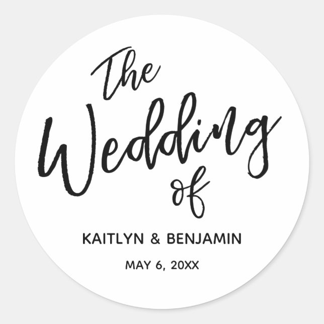 Sticker Rond "Le Mariage de" Typographie de l'écriture moderne (Devant)